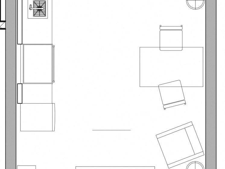 Studio apartment floor plan, Plato's Apartments, Sheffield, Alabama